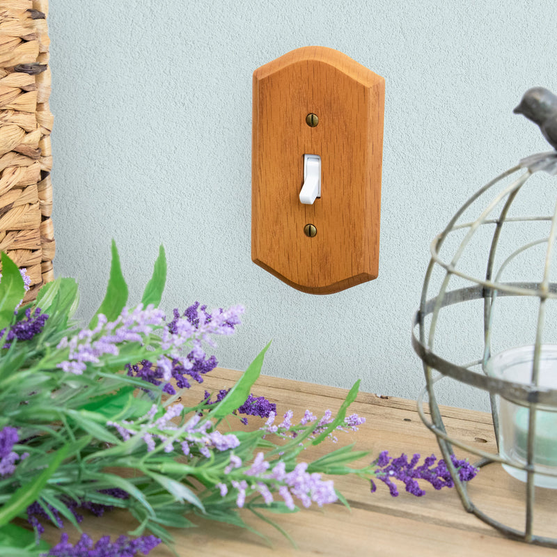 Handcrafted Red Oak Wood Switch Plate Cover - Single Rocker/Decorator Outlet Cover, Rustic Home Decor (Elegant Home)