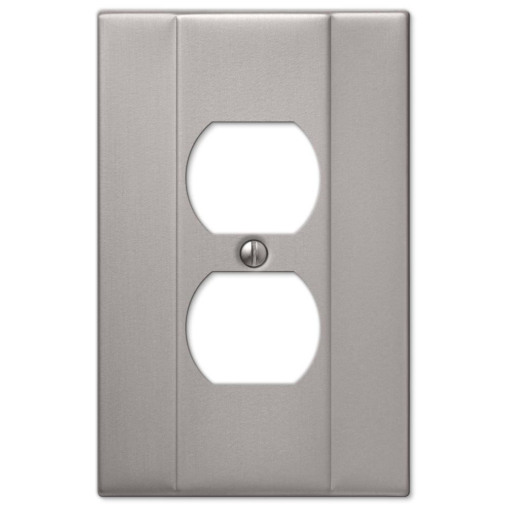 Chic brushed nickel Italia outlet wallplate by Amerelle Wallplates, featuring a smooth, modern design with a clean and stylish nickel finish.