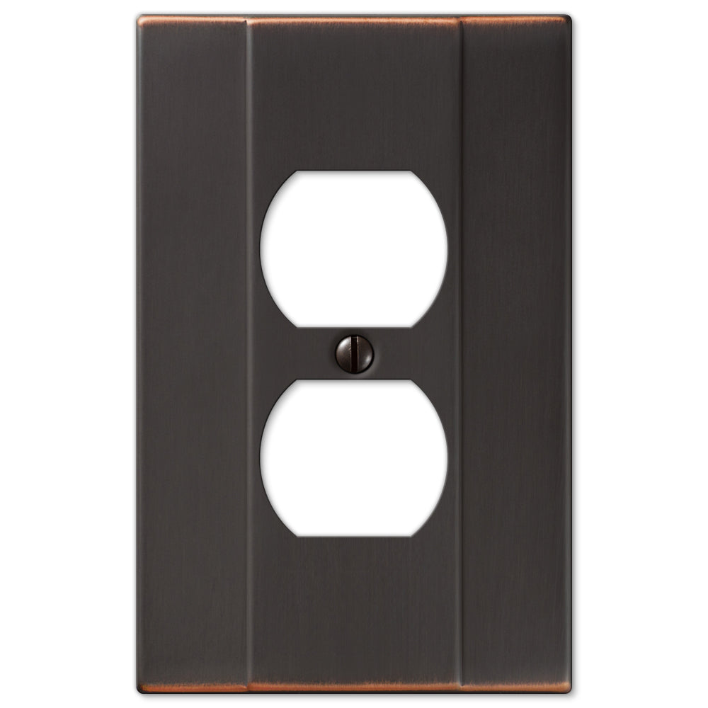 Elegant aged bronze Italia outlet wallplate by Amerelle Wallplates, featuring a sophisticated design with smooth lines and a warm, timeless finish.