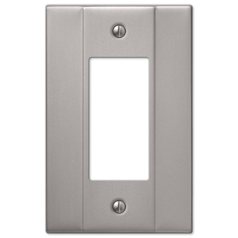 Chic brushed nickel Italia dimmer wallplate by Amerelle Wallplates, featuring a smooth, modern design with a clean and stylish nickel finish.