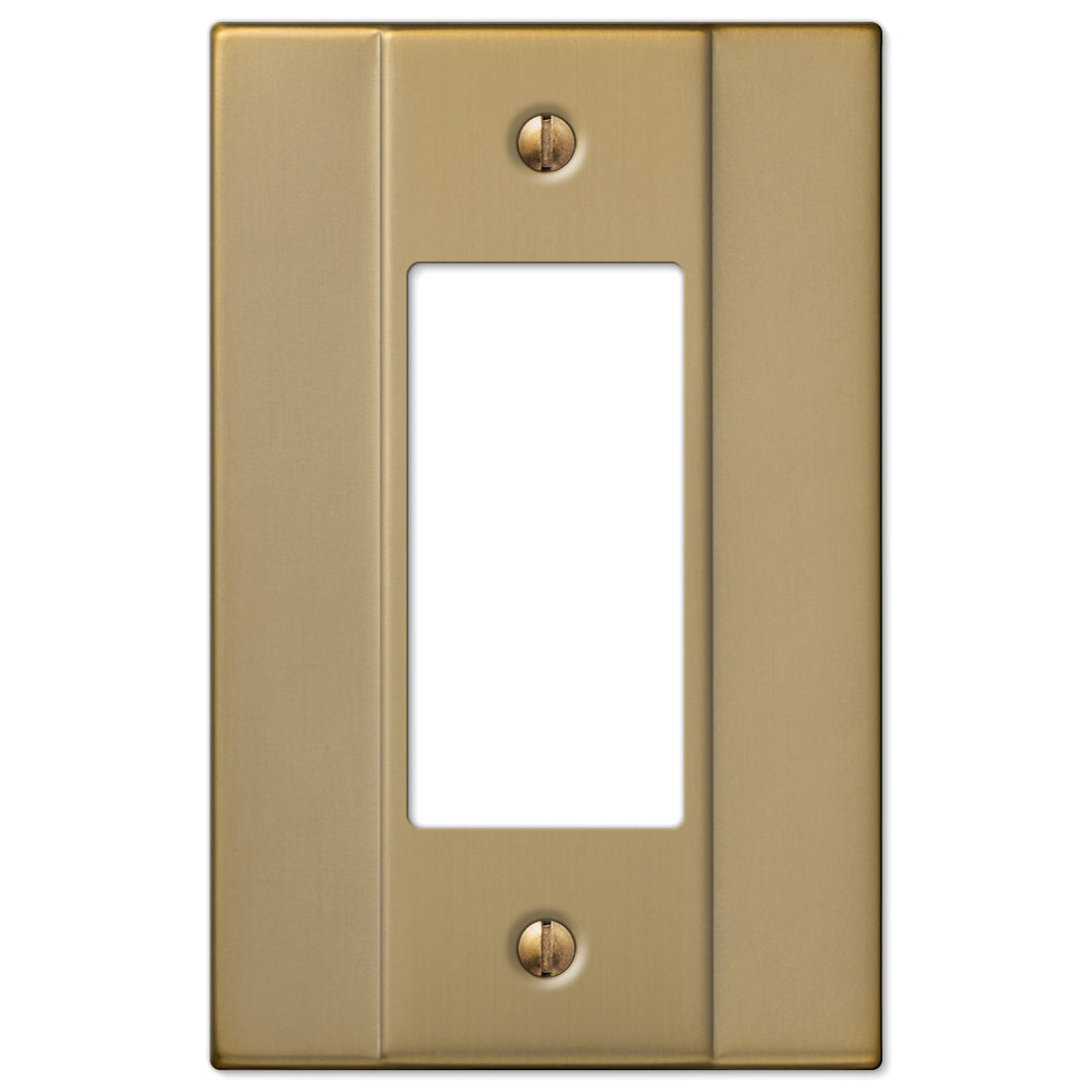 Modern brushed bronze Italia dimmer wallplate by Amerelle Wallplates, offering a sleek design with soft curves and a contemporary bronze finish.