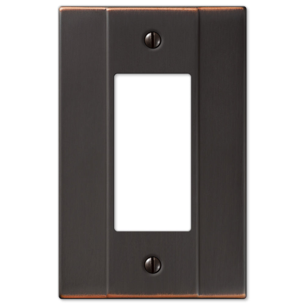 Elegant aged bronze Italia dimmer wallplate by Amerelle Wallplates, featuring a sophisticated design with smooth lines and a warm, timeless finish.