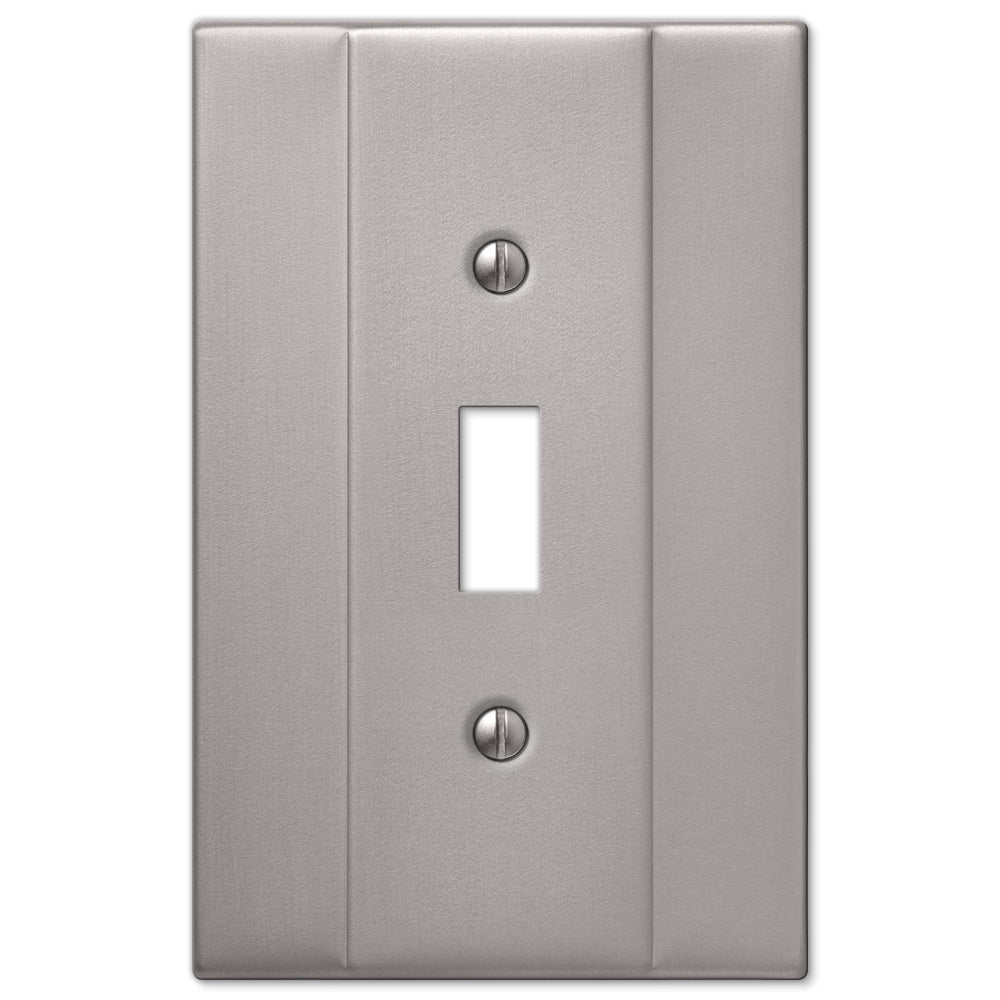 Chic brushed nickel Italia light switch cover by Amerelle Wallplates, featuring a smooth, modern design with a clean and stylish nickel finish.