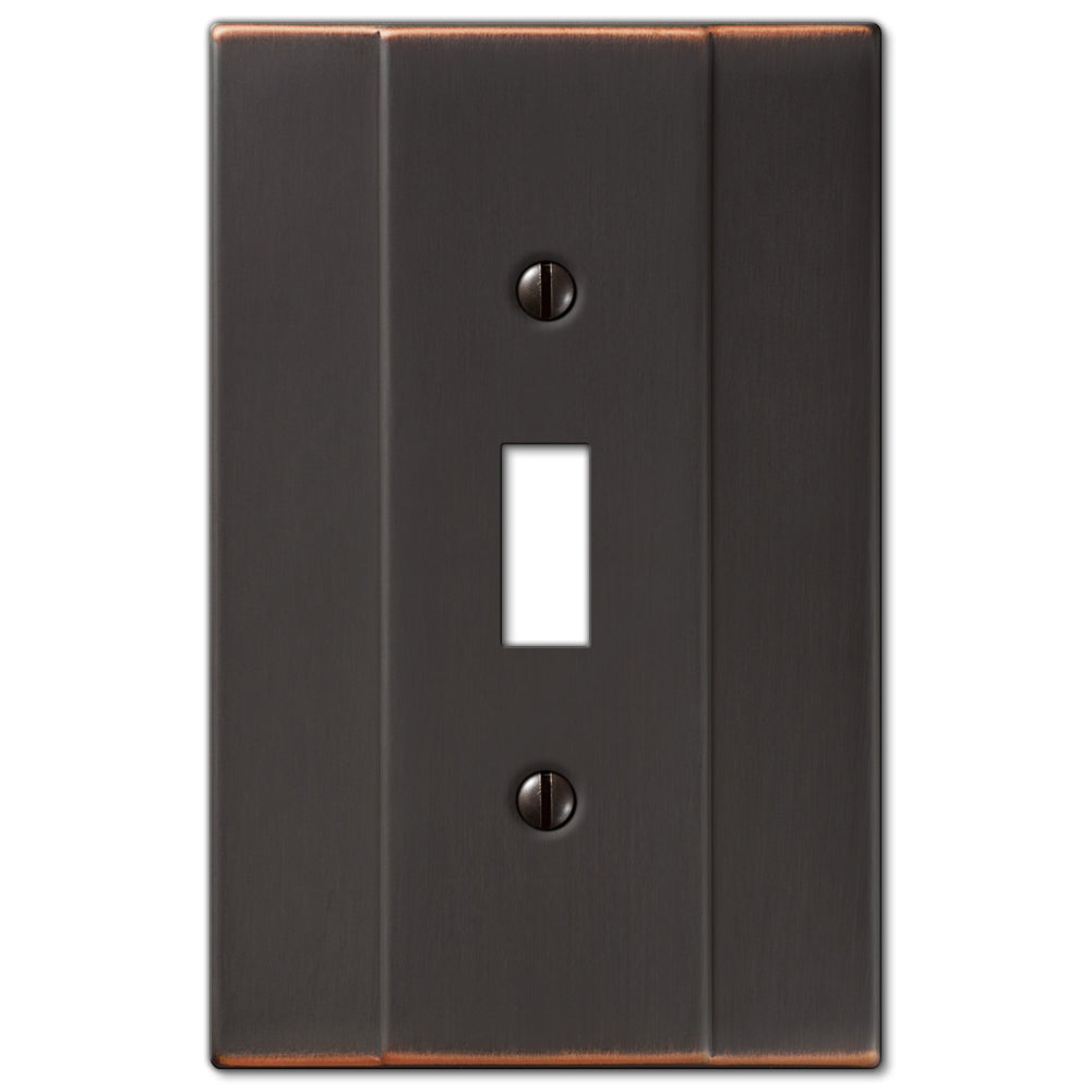 Elegant aged bronze Italia light switch cover by Amerelle Wallplates, featuring a sophisticated design with smooth lines and a warm, timeless finish.