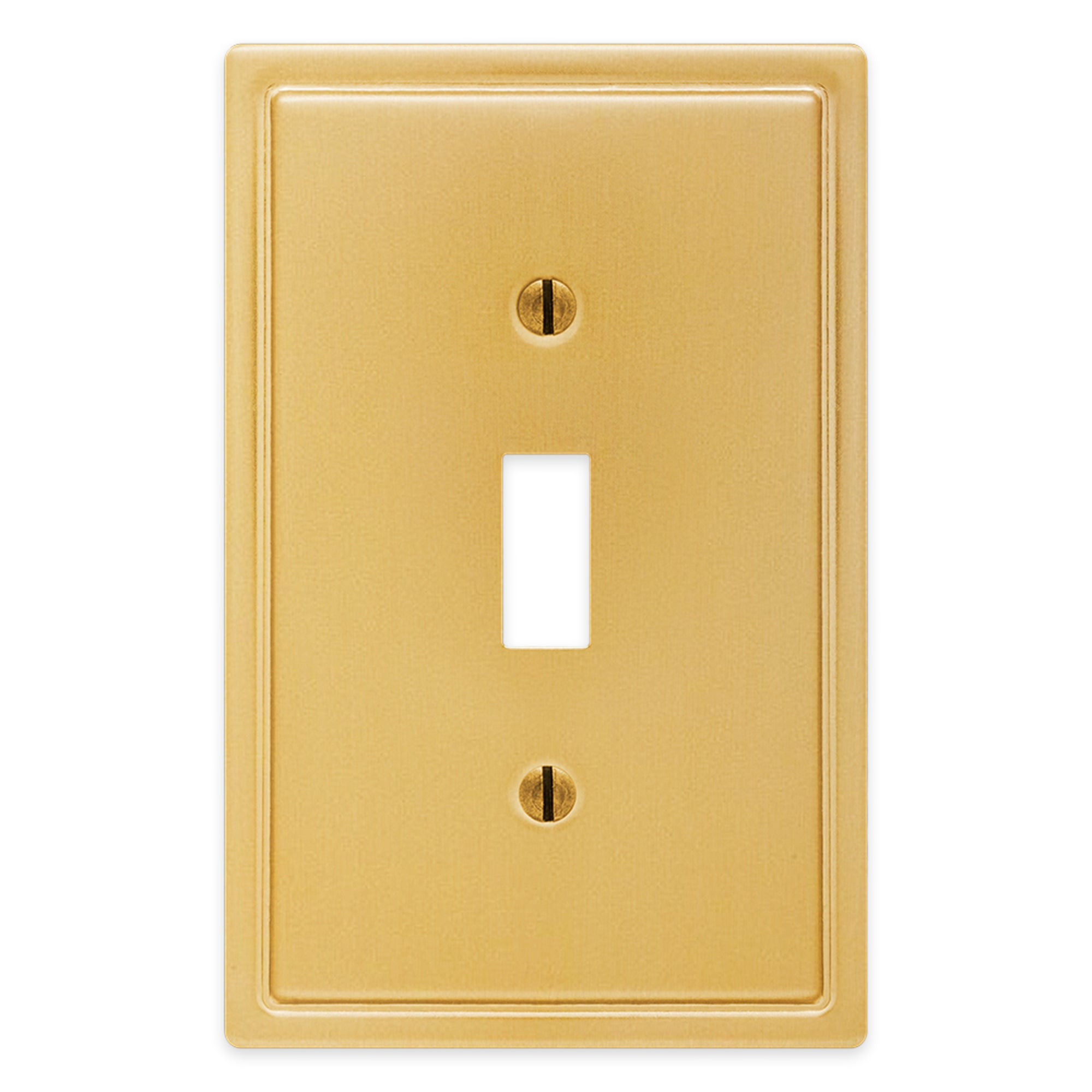 Moderne brushed gold light switch cover with a unique, art deco-inspired design, featuring sleek lines and a refined, elegant finish.