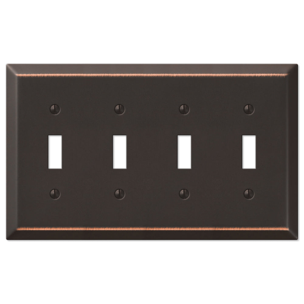 quadruple light switch cover with an aged bronze finish, featuring a rich, weathered look with dark, brushed tones, adding an elegant, vintage feel to any room