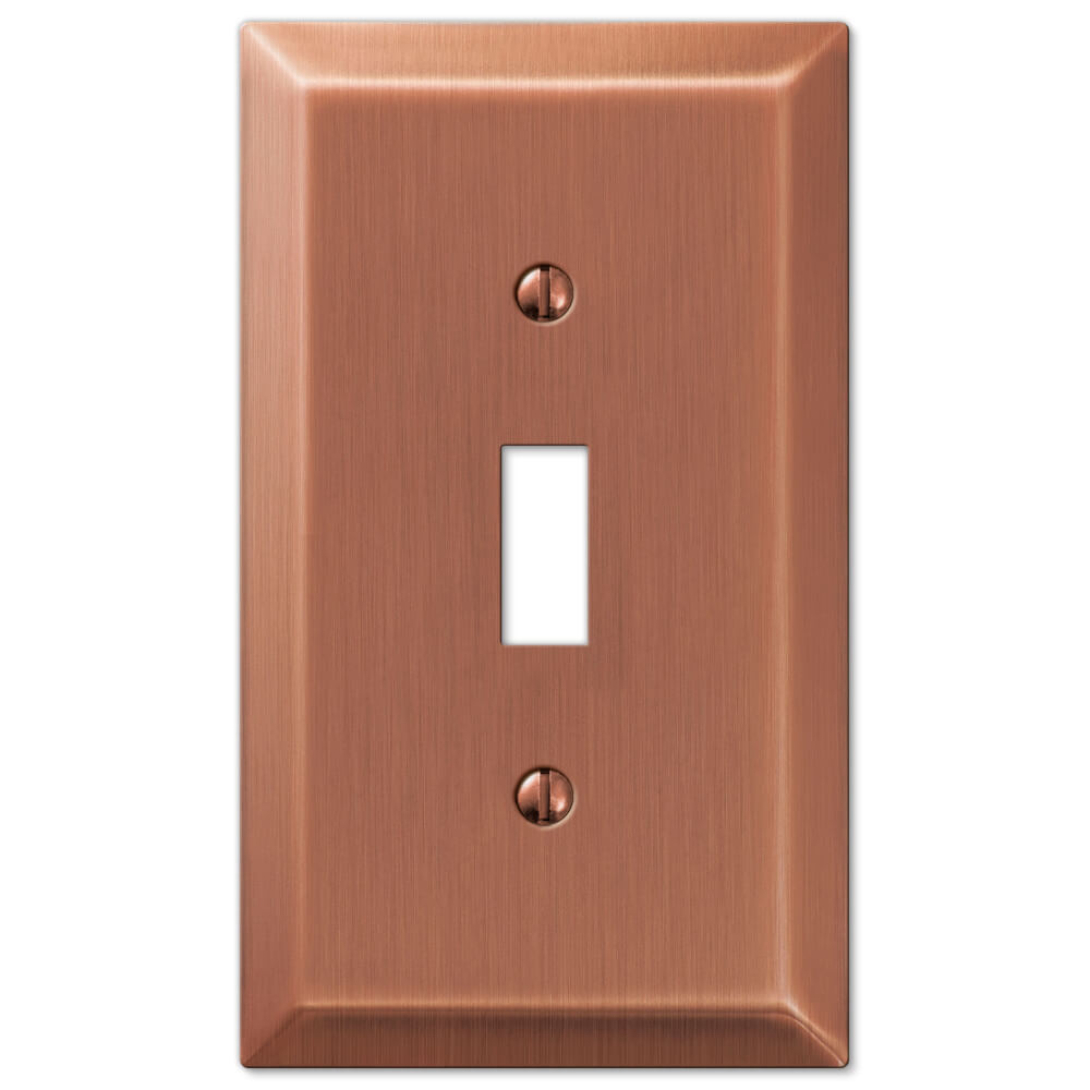 light switch cover with an antique copper finish, showcasing a warm, reddish-brown tone with subtle patina and textured details, perfect for adding a timeless, rustic charm to any space