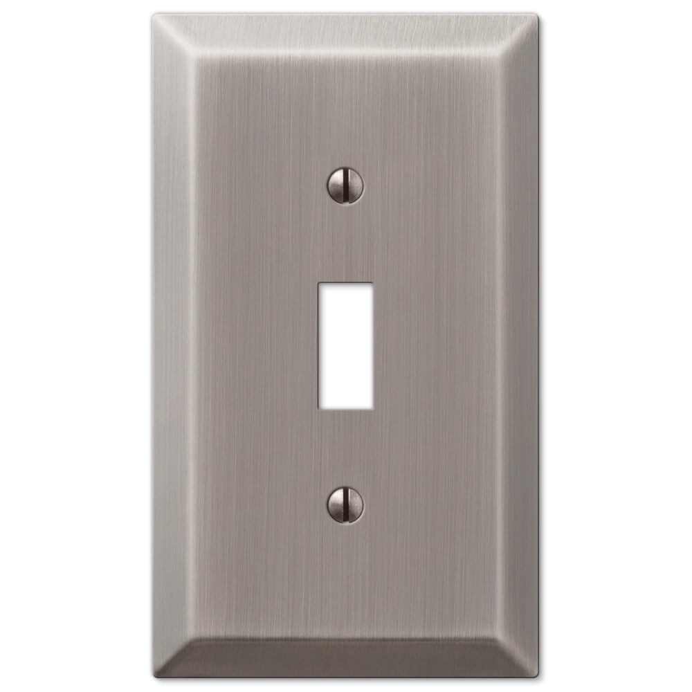 light switch cover with an antique nickel finish, featuring a soft, muted silver tone with a lightly weathered appearance, adding a touch of vintage sophistication to any decor