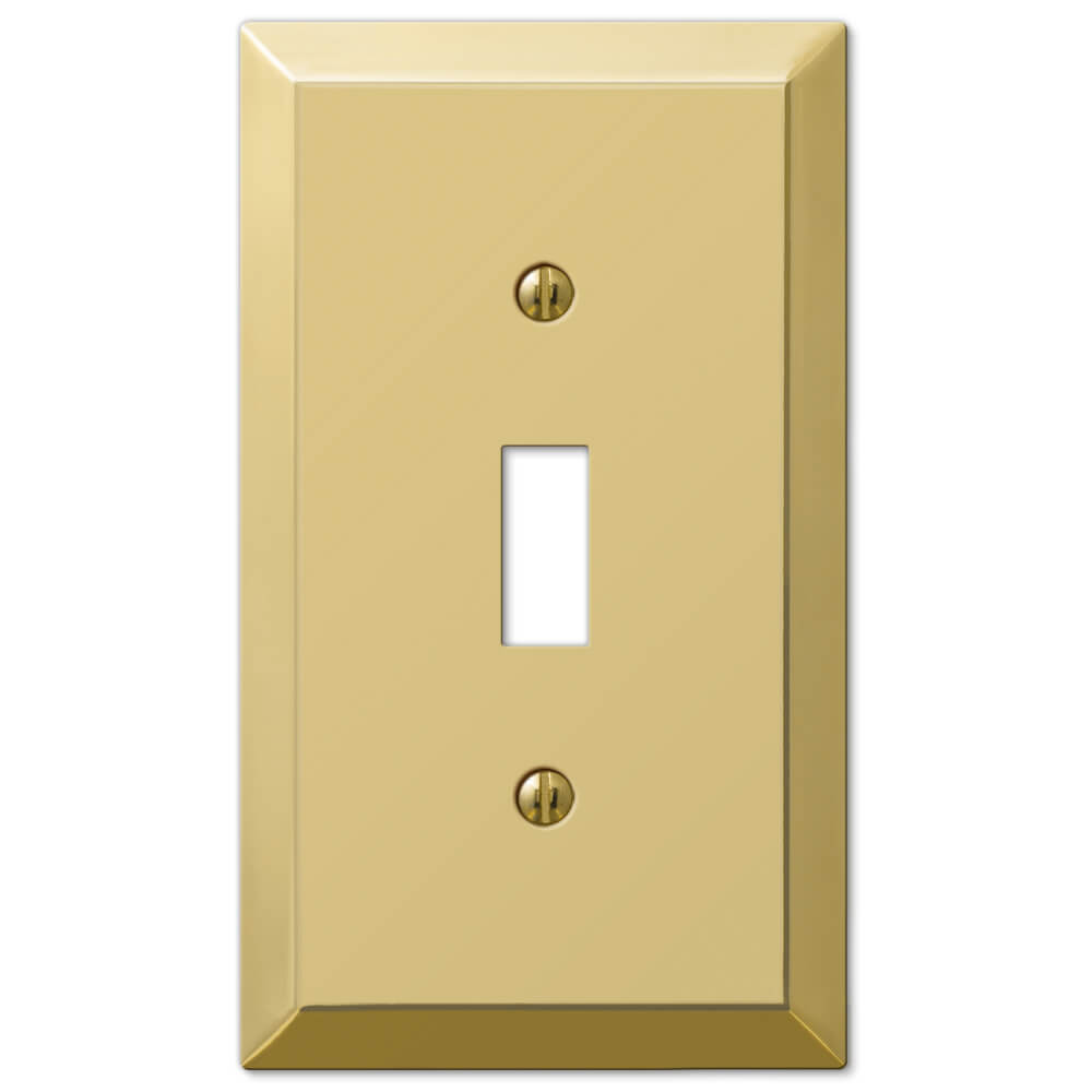 light switch cover with a polished brass finish, featuring a bright, reflective gold tone that adds a classic, luxurious accent to traditional or elegant interiors