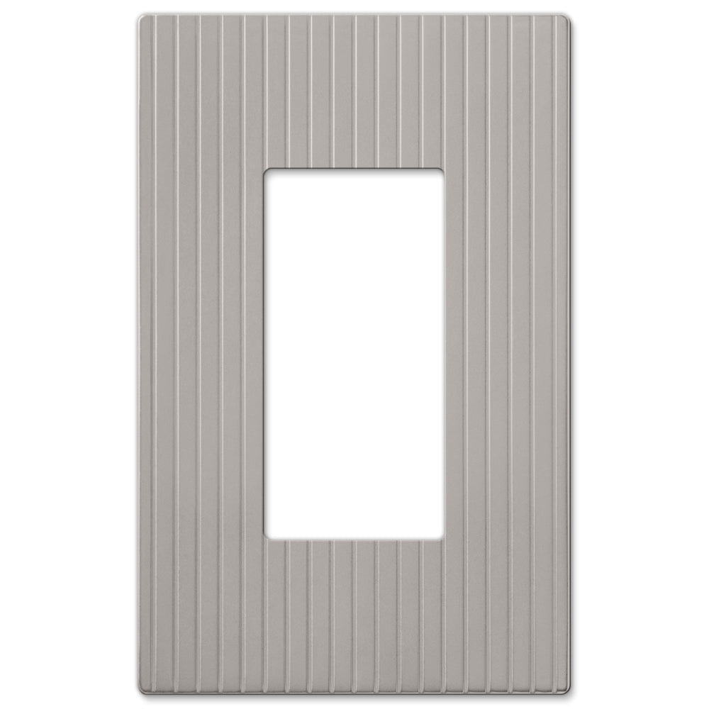 Mies screwless dimmer wallplates with a sleek, modern design and seamless nickel finish for a clean, refined look.