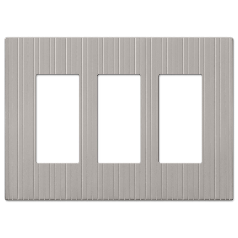 Mies screwless triple dimmer wallplates with a sleek, modern design and seamless nickel finish for a clean, refined look.