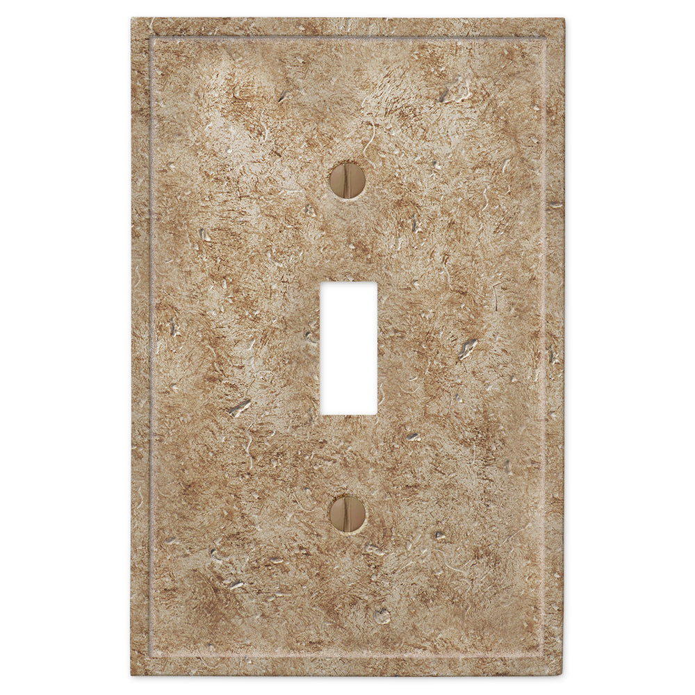 Talia noce faux stone light switch cover with a deep, warm brown finish and a realistic stone texture, combining elegance and rustic charm to complement any interior décor.