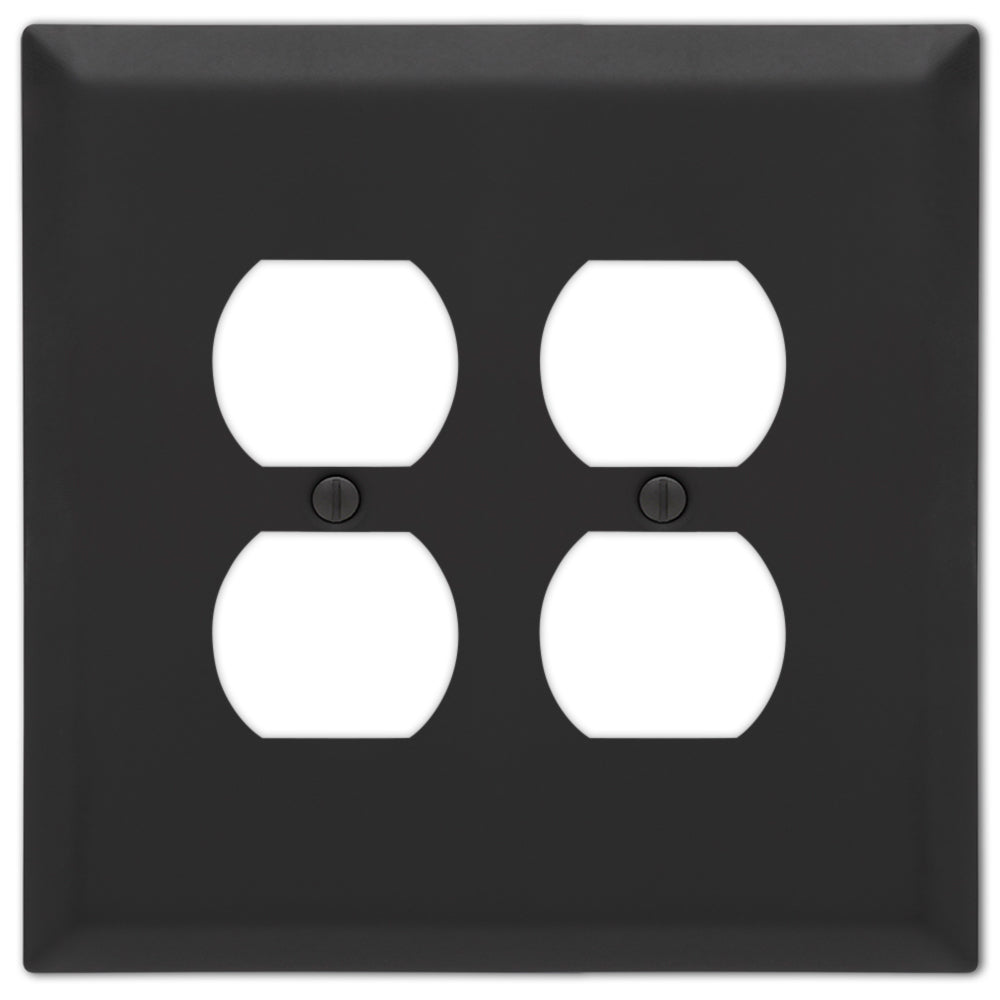 Oversized Matte Black Double Outlet Wallplate – Extra-large wall plate with a modern matte finish, providing enhanced coverage and a sleek look.