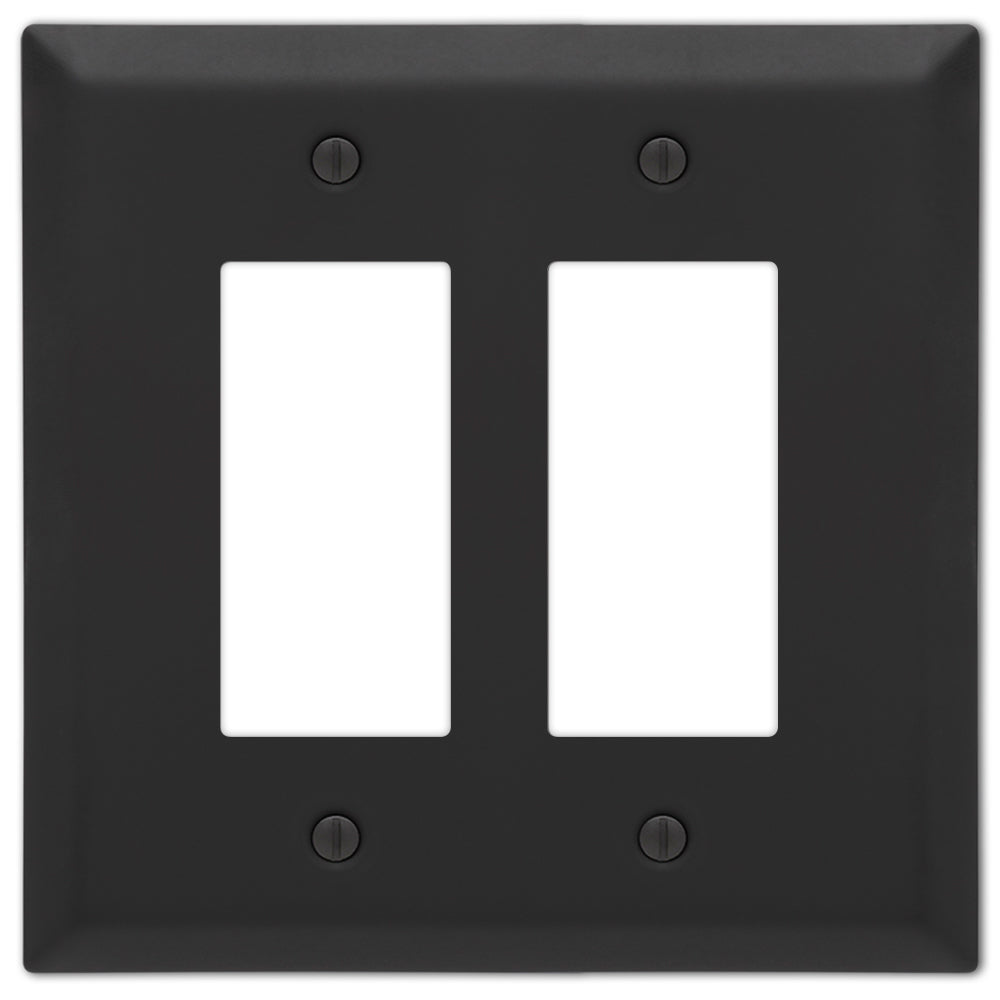 Oversized Matte Black Double Dimmer Wallplate – Extra-large wall plate with a modern matte finish, providing enhanced coverage and a sleek look.