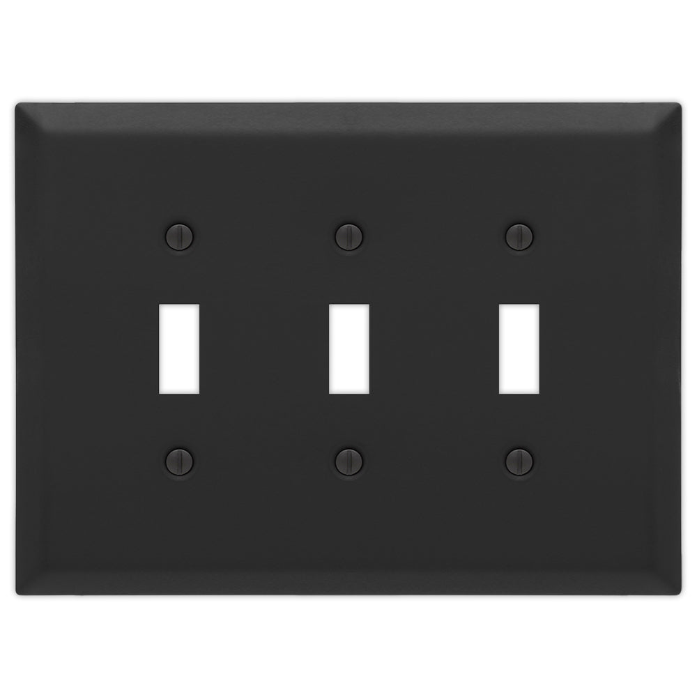 Oversized Matte Black Triple Light Switch Cover – Extra-large wall plate with a modern matte finish, providing enhanced coverage and a sleek look.