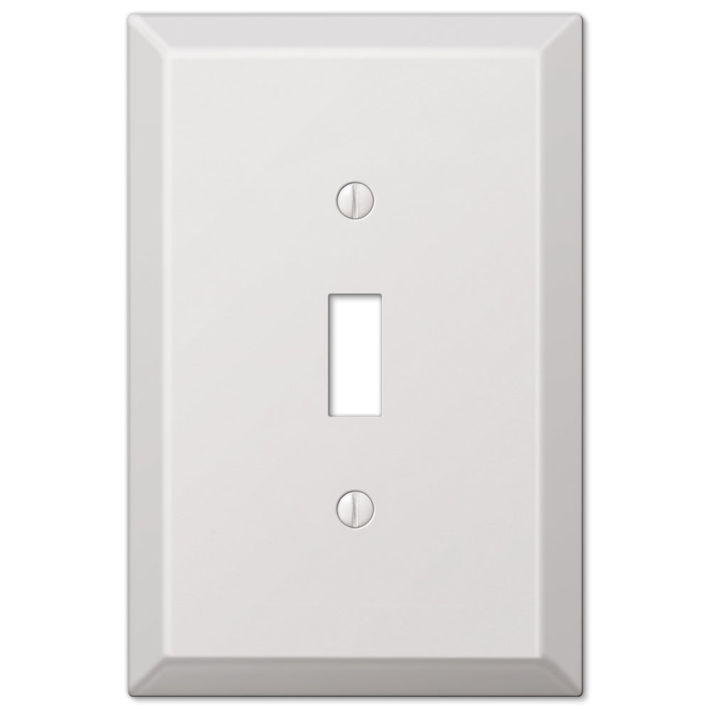 An oversized light switch cover in smooth white, featuring a clean, minimalist design that adds a fresh and contemporary touch to the switch, blending seamlessly with light-colored walls.