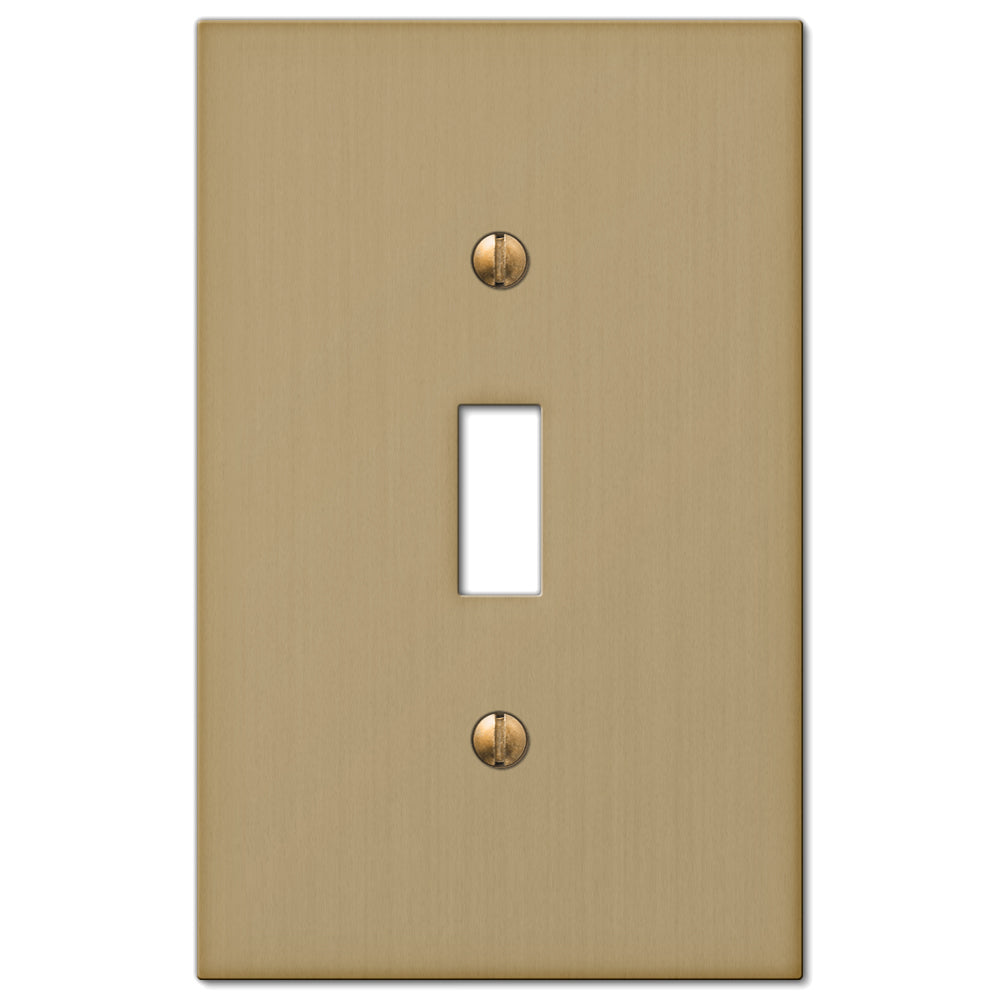 A brushed bronze light switch cover from the Elan collection, showcasing a warm, satin finish with soft highlights that emphasize its sophisticated design. The gently brushed texture lends a subtle depth, while its timeless style exudes understated elegance.