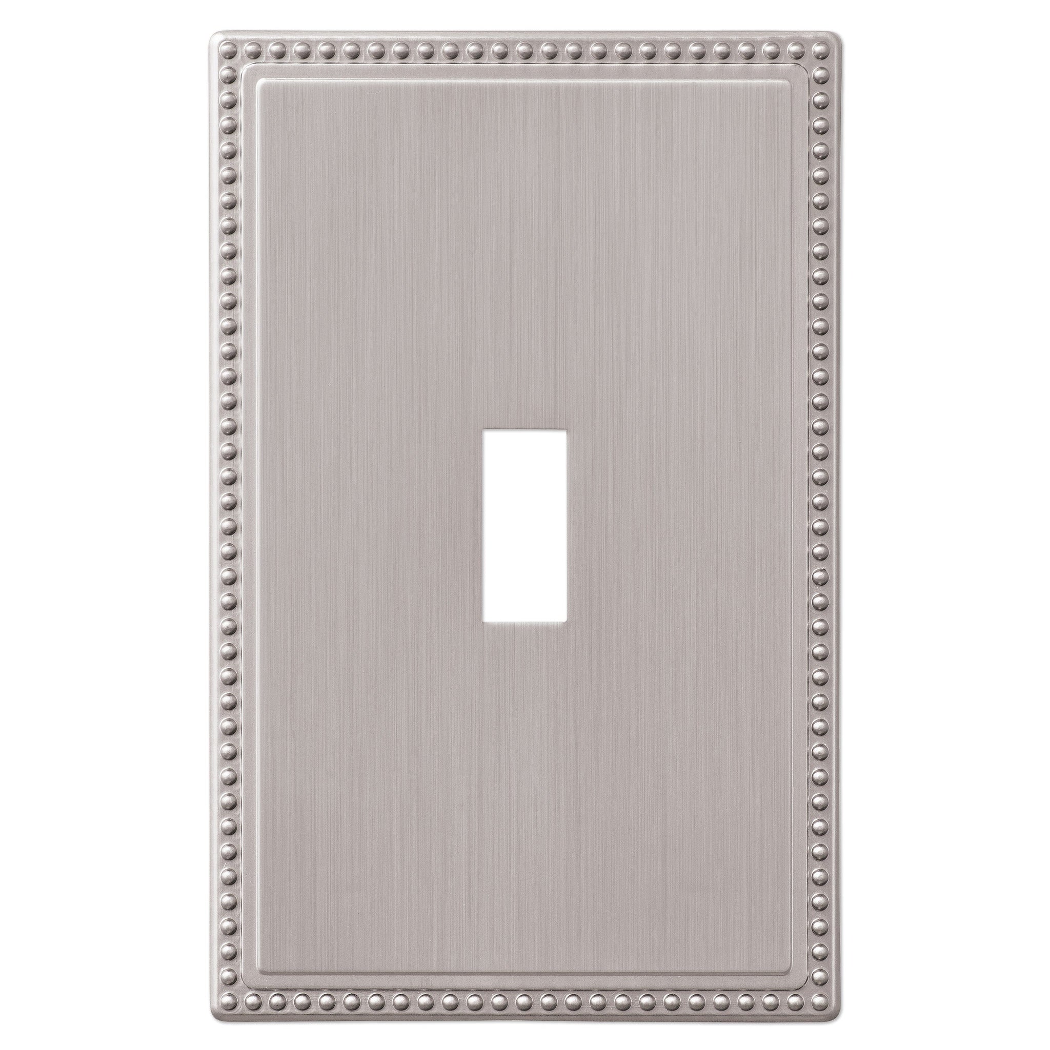 Perlina Screwless Brushed Nickel Light Switch Cover, showcasing a smooth, modern design with a subtle satin finish that provides a sleek and contemporary look, perfect for enhancing any interior decor