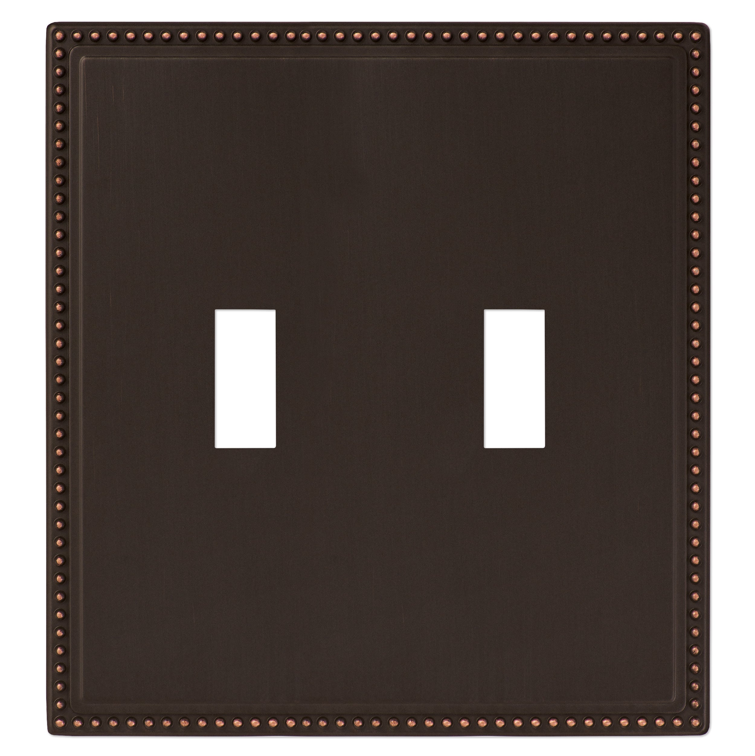 Perlina Screwless Aged Bronze Double Light Switch Cover, featuring a sleek, screwless design with a rich, weathered aged bronze finish that adds a touch of elegance and timeless appeal to any room