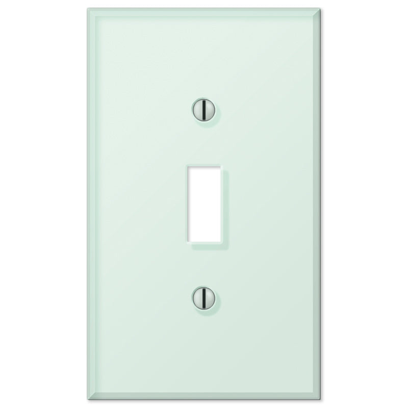 Single mint-colored light switch cover with a smooth, clean surface and a minimalist design, fitting standard switches for a simple, polished look.