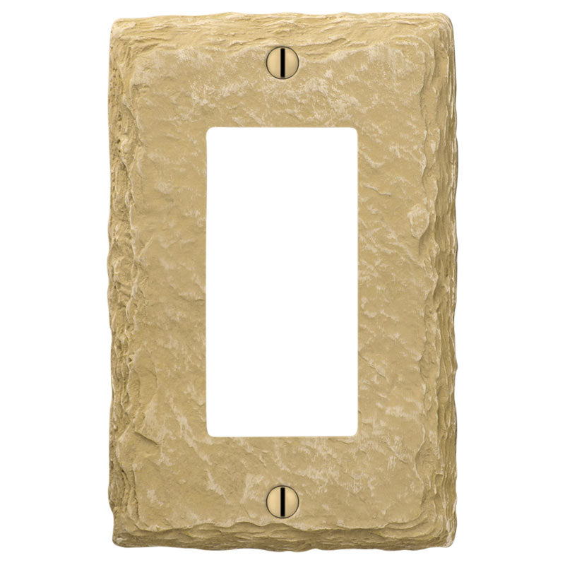 Slate almond/cream faux stone dimmer wallplate featuring a smooth blend of warm cream and almond tones, with a realistic slate-like texture for a timeless and versatile decorative accent.