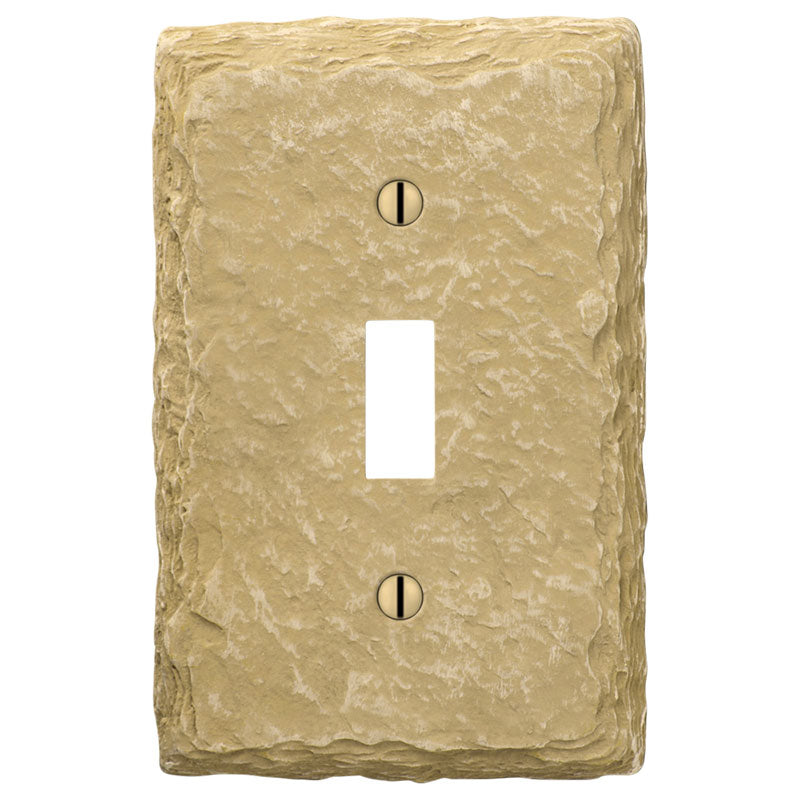 Slate almond/cream faux stone light switch cover featuring a smooth blend of warm cream and almond tones, with a realistic slate-like texture for a timeless and versatile decorative accent.