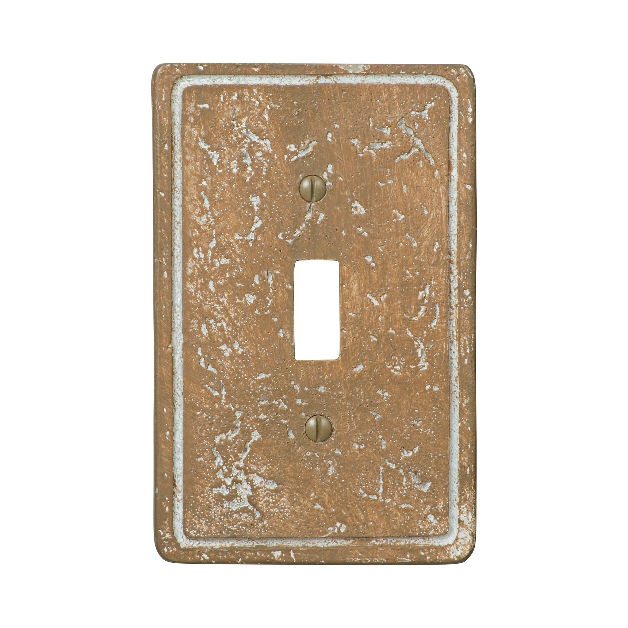 Elegant faux stone bevel noce light switch cover with a rich, earthy brown tone and a beveled edge, showcasing a natural stone-like texture for a sophisticated, rustic touch to your décor.