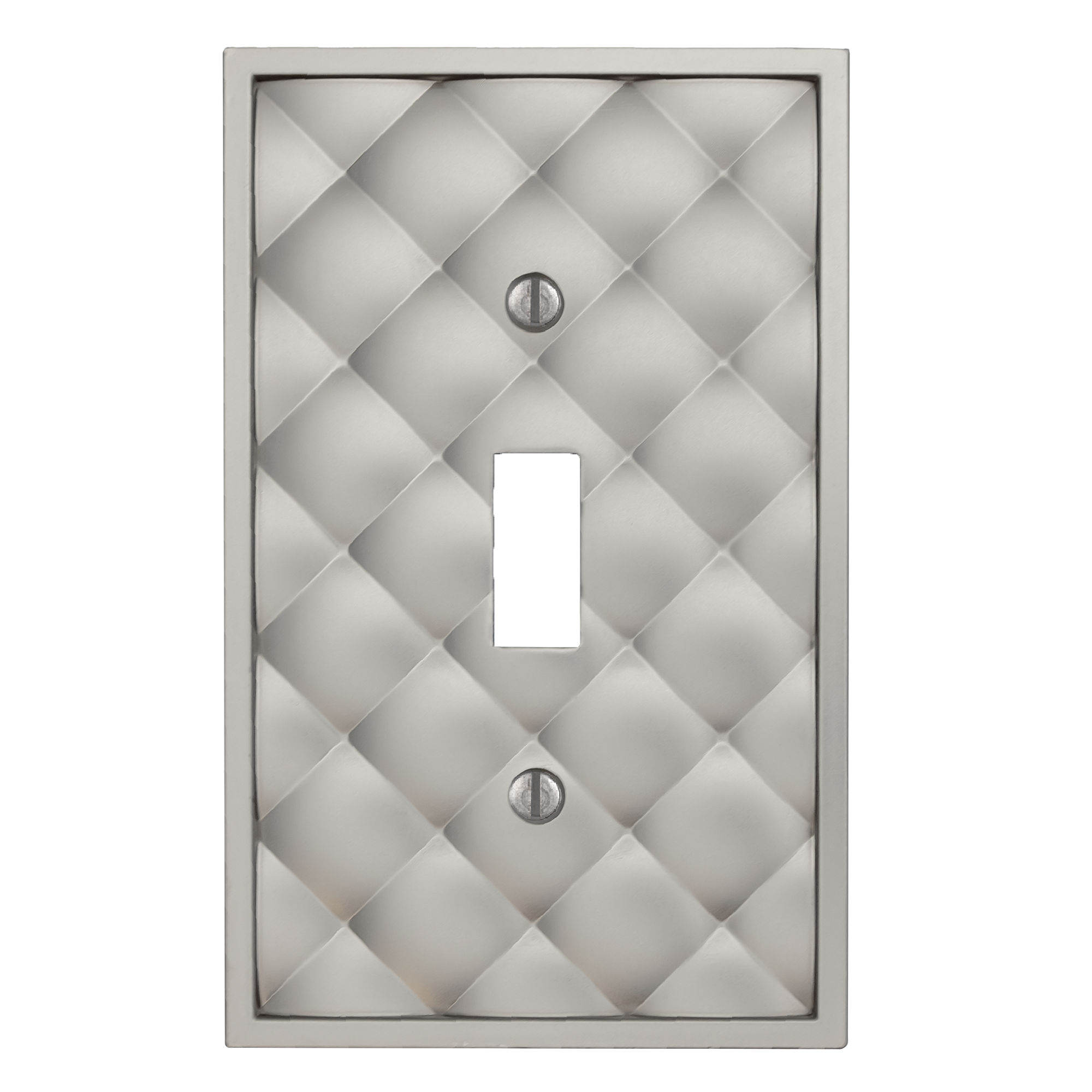 Add a soft designer touch to your transitional or eclectic space with Amerelle’s Quilted Satin Nickel light switch cover.