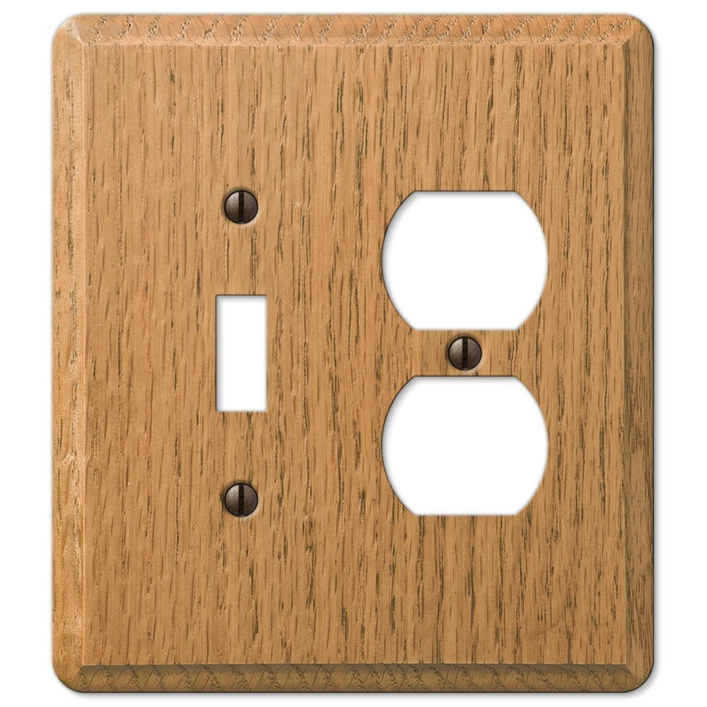 light oak light switch and outlet wallplate with a natural wood grain finish, featuring a warm, light brown tone. The smooth surface and subtle texture add a touch of rustic charm and elegance, making it a perfect fit for spaces with natural or traditional decor styles