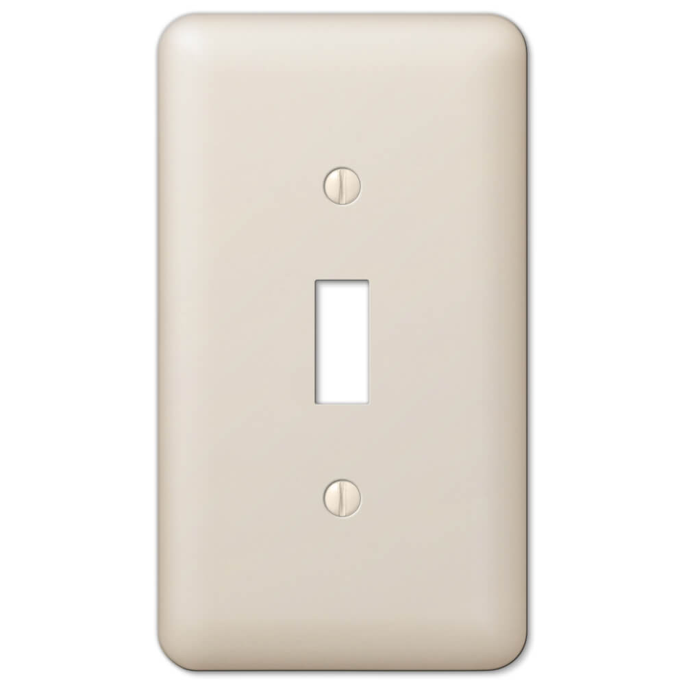 Devon almond light switch cover in a warm, soft almond tone. The cover has a smooth, satin finish with gently rounded edges, offering a versatile, subtle look that blends well with neutral and traditional decor styles.