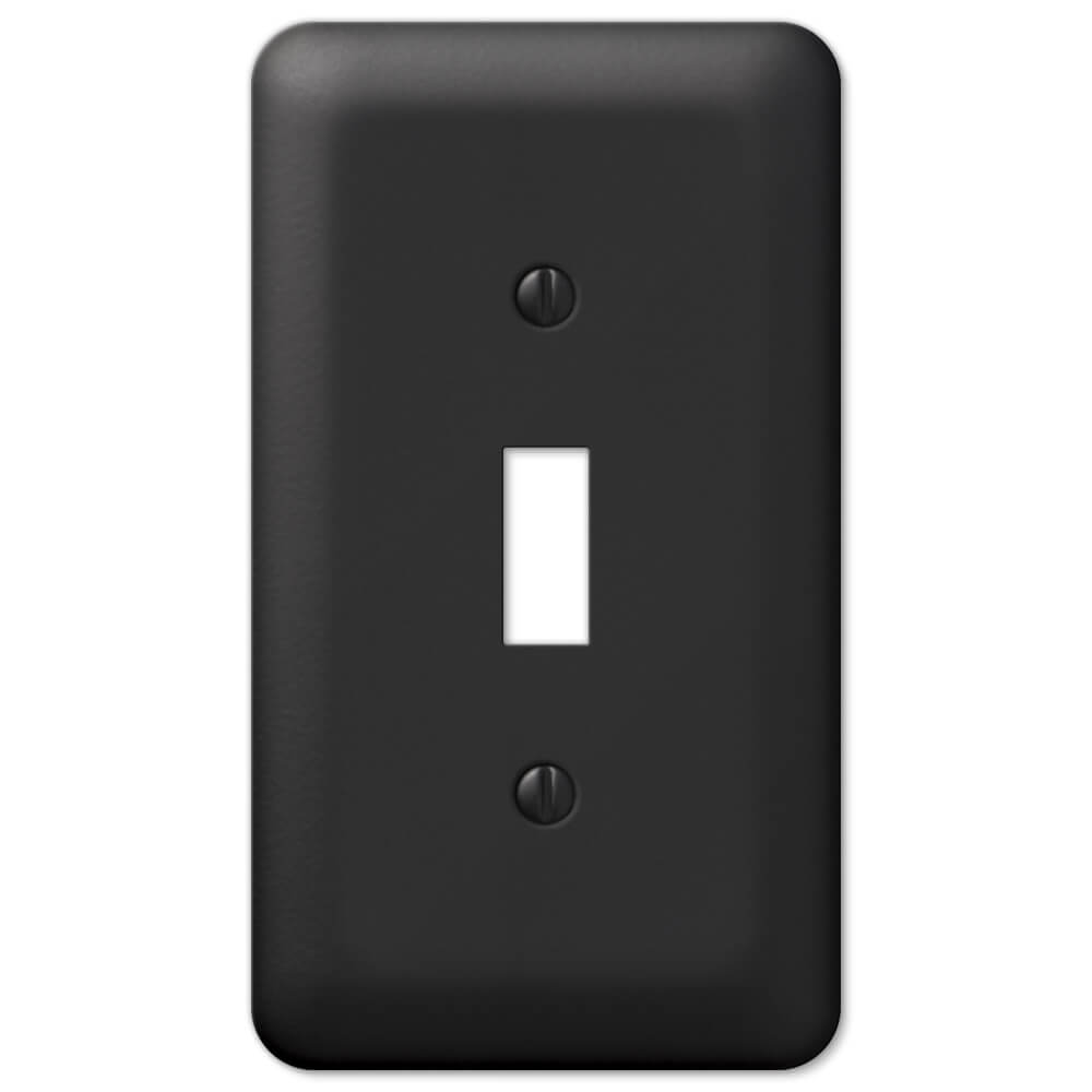 Devon black light switch cover with a sleek, matte black finish. The cover has a smooth surface and gently rounded edges, adding a bold, modern touch that complements contemporary and industrial decor styles.