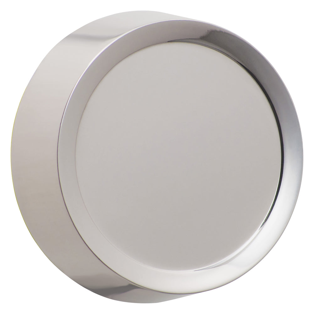 Close-up view of a polished nickel dimmer knob with a sleek, shiny finish. The knob features a smooth, reflective surface that catches the light, giving it a classic and sophisticated look.