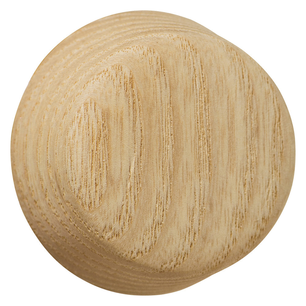 Close-up view of an unfinished wood dimmer knob with a natural, raw appearance. The knob features a textured, unpolished surface, showcasing the wood's grain and organic character.