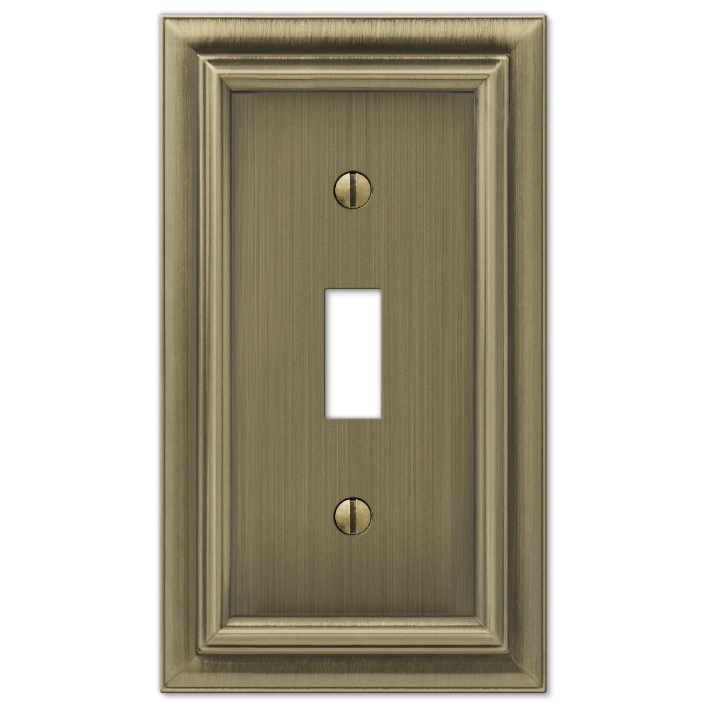 brushed brass light switch wallplate with a warm, golden tone and a soft, matte finish. The subtle brushed texture adds a refined elegance, making it a perfect choice for spaces that blend modern sophistication with timeless luxury