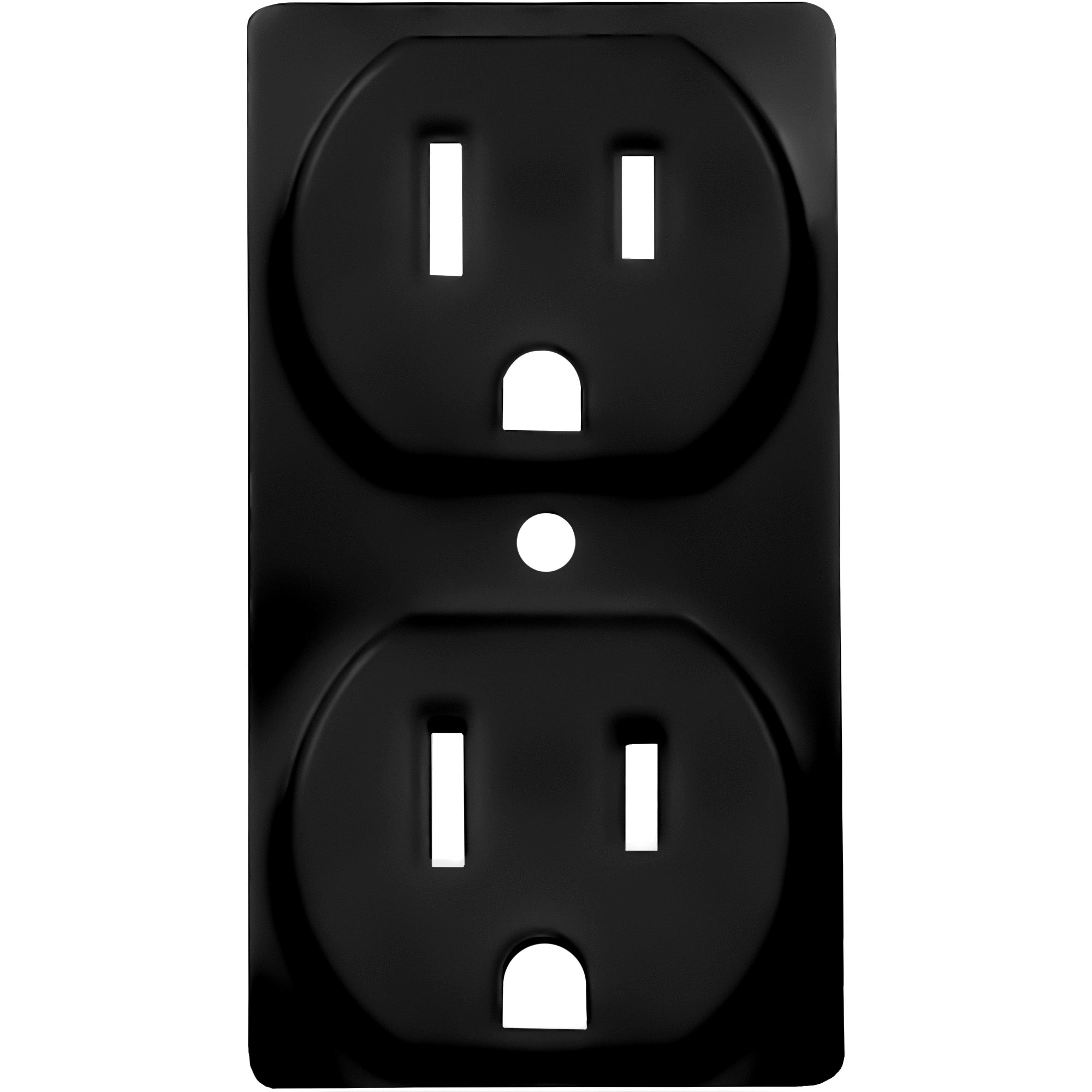 plain black dual outlet cover against a bright white background from Amerelle Wallplates