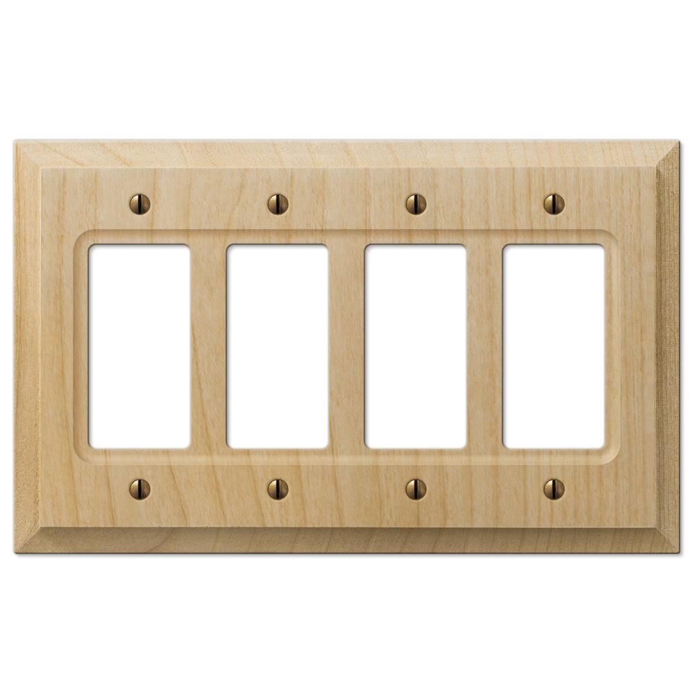 A Baker wooden unfinished four dimmer switch covers with a sleek, smooth surface and a clean, modern design, complementing any room with its subtle style.