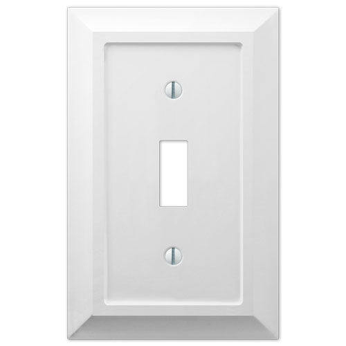 Dawson white light switch cover with a clean, smooth finish in crisp white. The cover features a simple, modern design with soft edges, complementing a variety of decor styles from contemporary to classic.