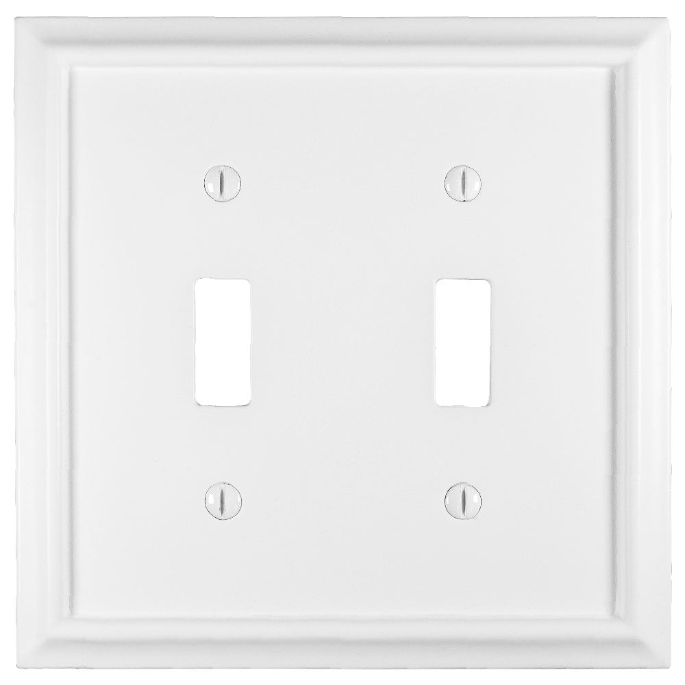 Annabelle white double light switch cover with a sleek, smooth surface and a clean, modern design, enhancing any room with its subtle, stylish finish.