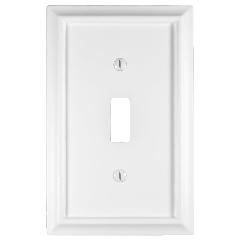 Single white annabelle light switch cover with a smooth, clean surface and a minimalist design, fitting standard switches for a simple, polished look.