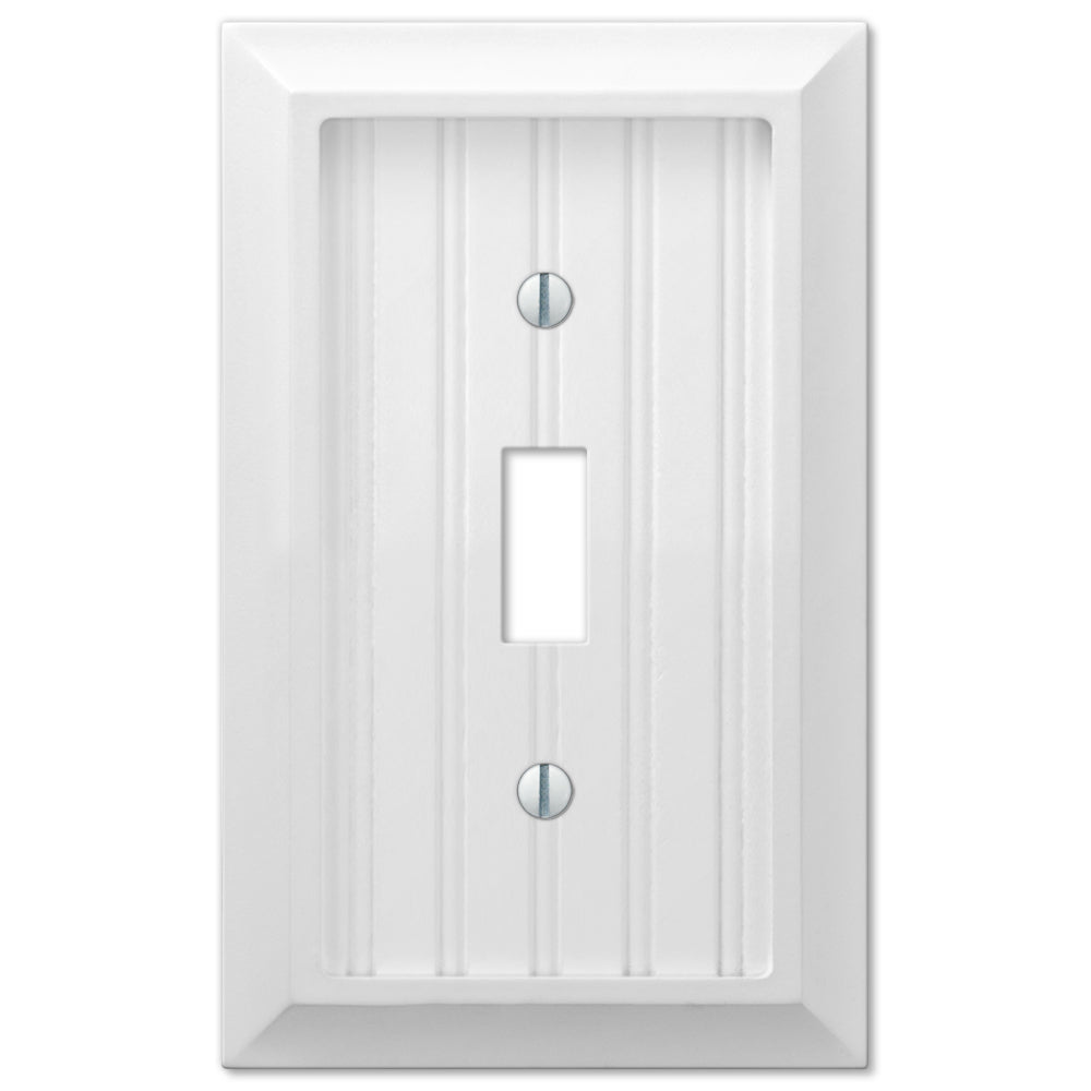 White cottage-style light switch wallplate showcasing a charming, textured finish with a soft, creamy hue. The understated elegance and warm, inviting design add a rustic touch, making it an ideal choice for cozy cottage and farmhouse decor styles.