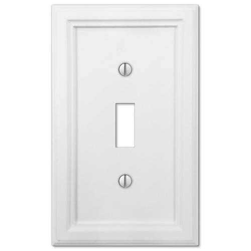 A white light switch cover from the Elly collection, showcasing a smooth, matte finish with clean, minimalist lines that enhance its classic charm. The crisp white surface offers a fresh and timeless look, seamlessly blending with any decor.