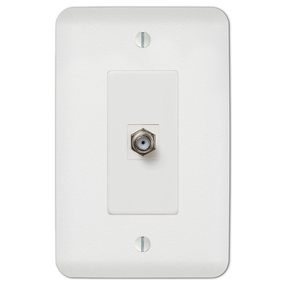 White paintable cable access cover with a smooth, primed surface, ready for customization to match any wall color or décor style