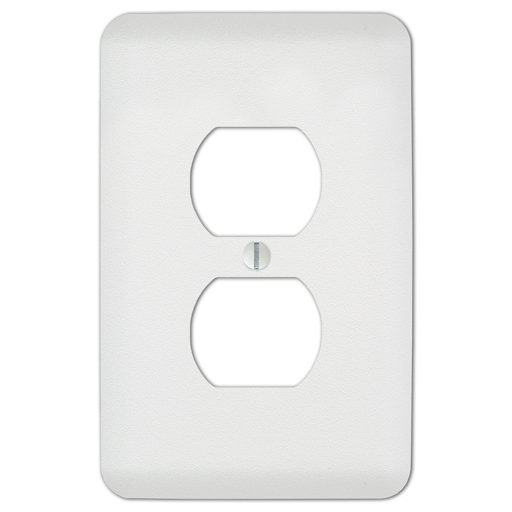 White paintable outlet wallplate with a smooth, primed surface, ready for customization to match any wall color or décor style