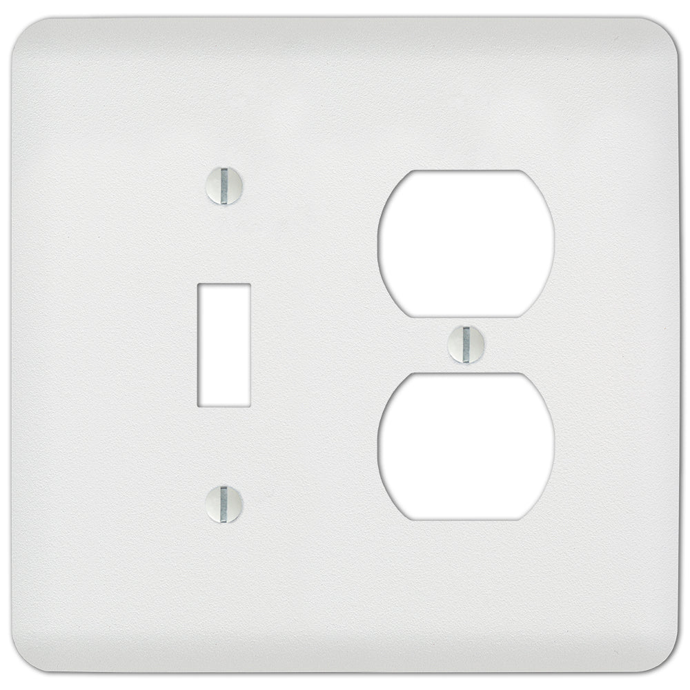 White paintable light switch cover and outlet wallplate with a smooth, primed surface, ready for customization to match any wall color or décor style