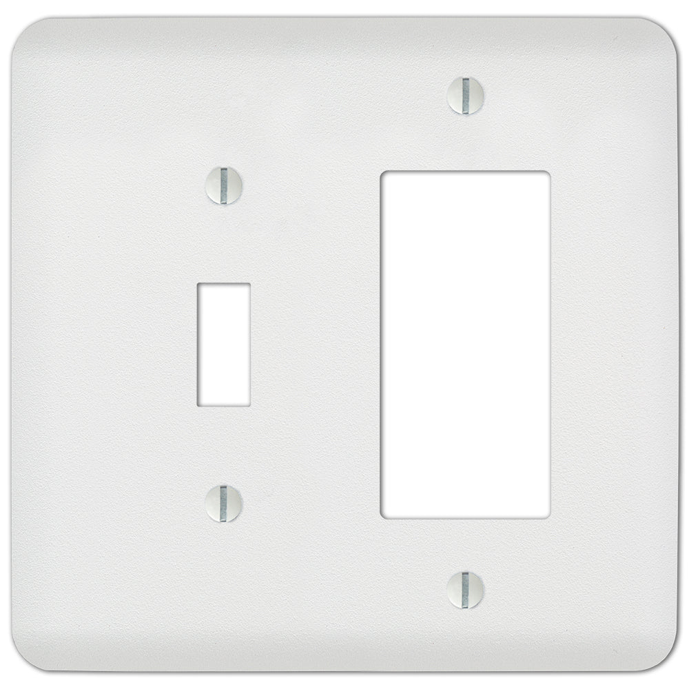 White paintable light switch cover and dimmer wallplate with a smooth, primed surface, ready for customization to match any wall color or décor style