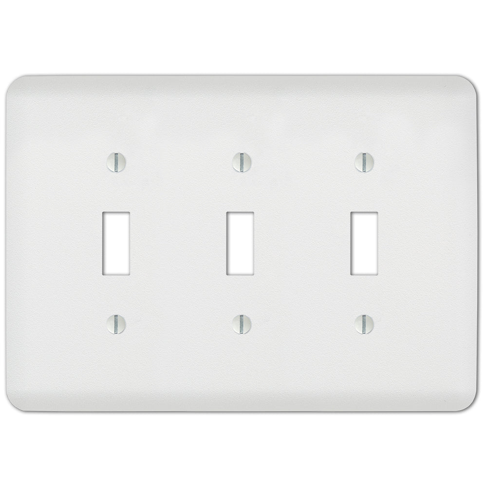 White paintable triple light switch cover  with a smooth, primed surface, ready for customization to match any wall color or décor style