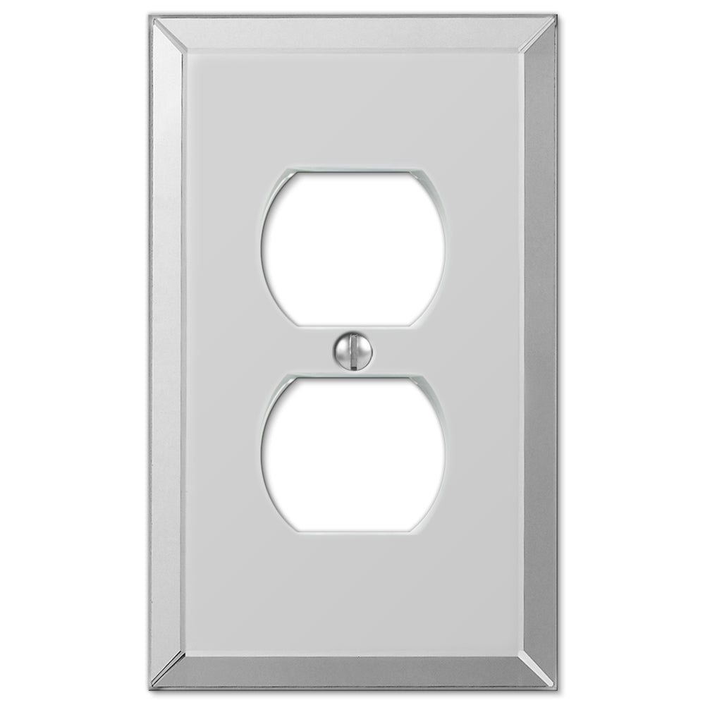 Reflective outlet wallplate with a sleek, polished finish, adding a modern and stylish touch to any space.