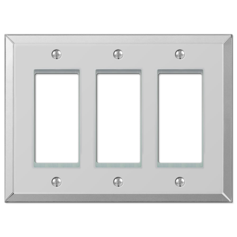 Reflective triple dimmer wallplate with a sleek, polished finish, adding a modern and stylish touch to any space.