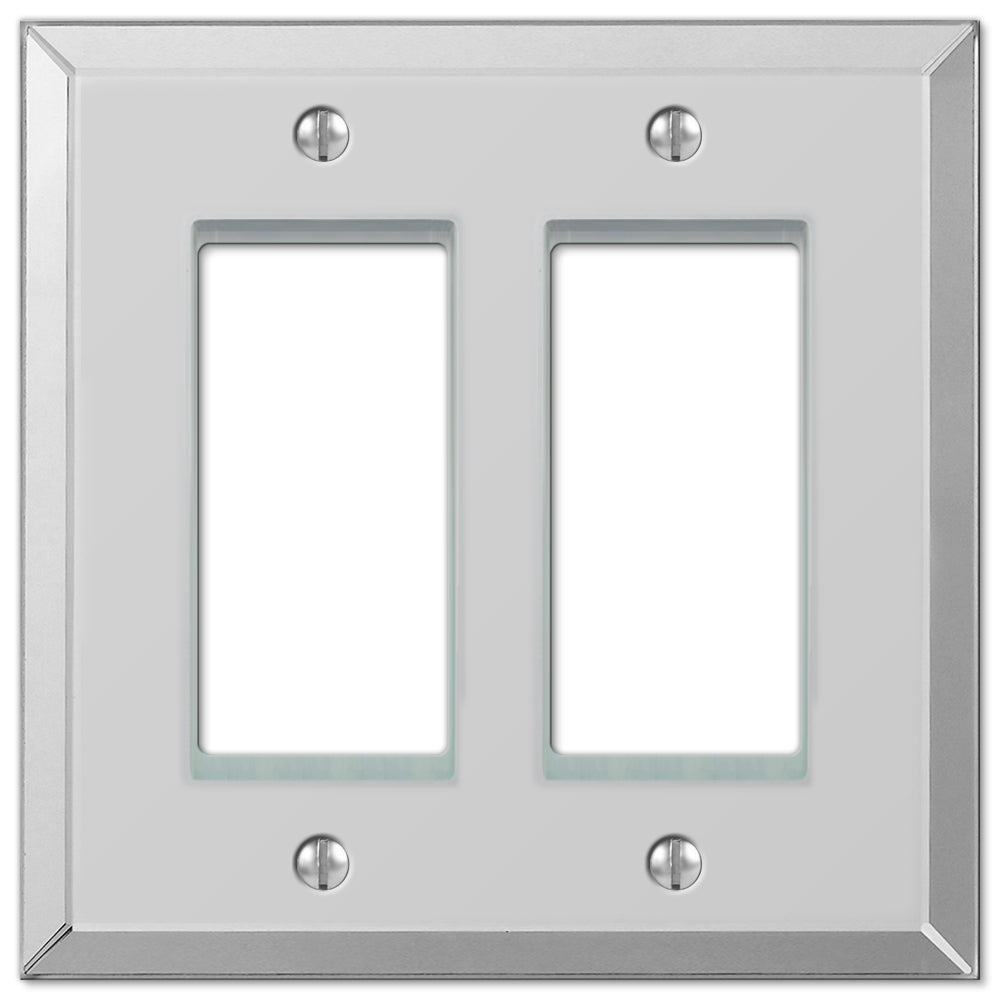 Reflective double dimmer wallplate with a sleek, polished finish, adding a modern and stylish touch to any space.