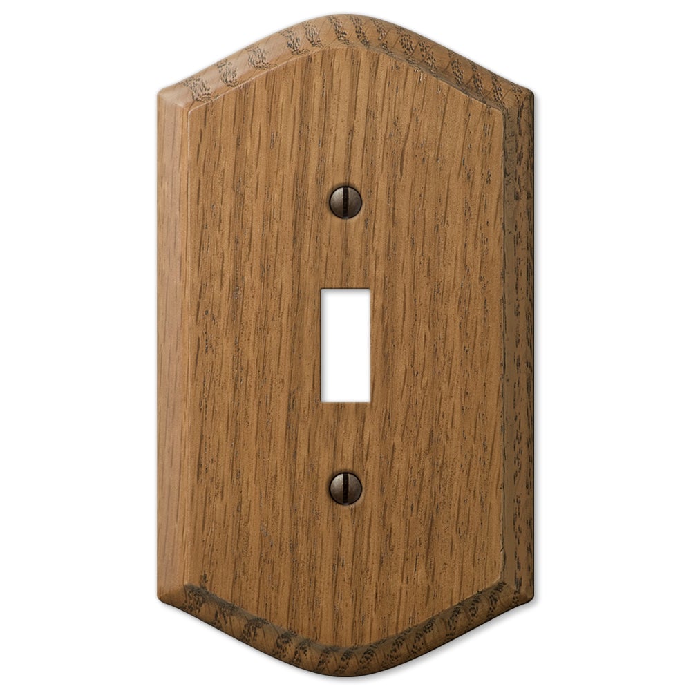 
Country-style medium oak light switch wallplate with a warm, natural wood grain and slightly weathered finish. The rustic charm and cozy, lived-in feel make it an ideal accent for country, farmhouse, and vintage-inspired decor styles.